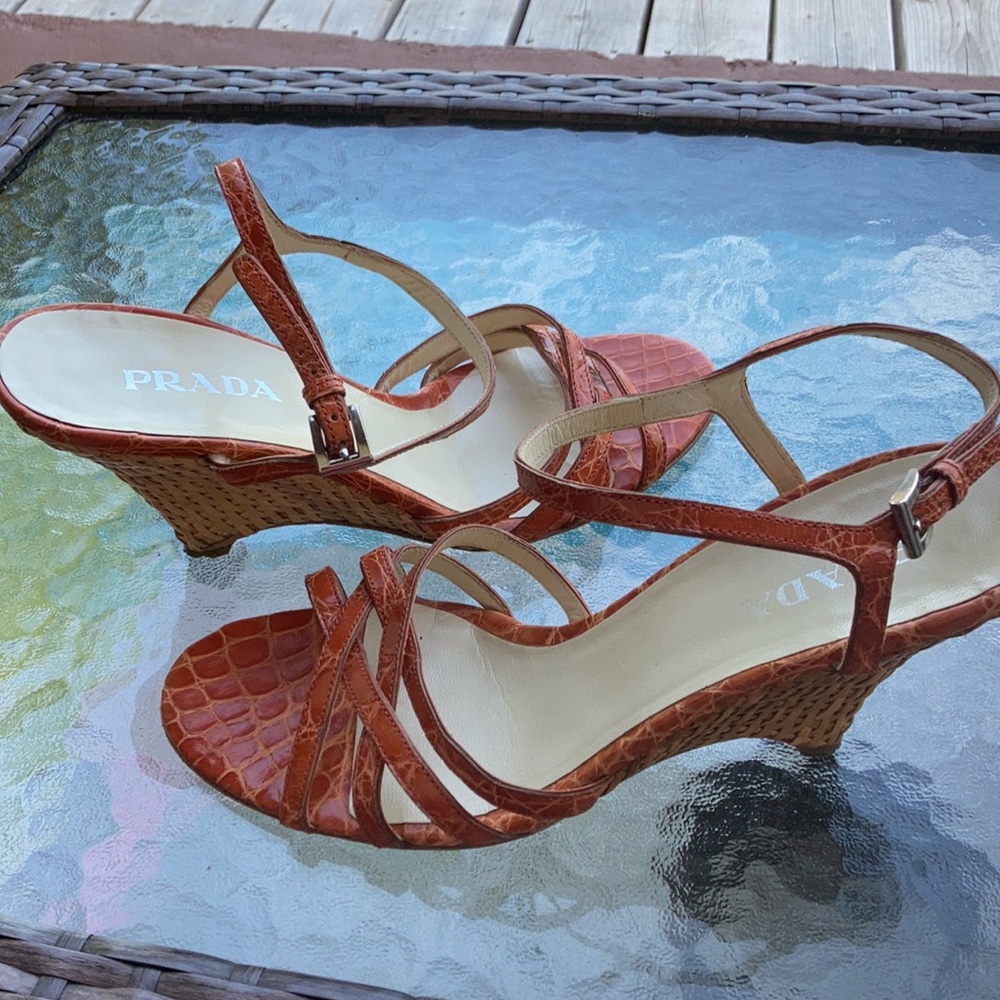 EUC, Beautiful Burnt Orange snake skin leather